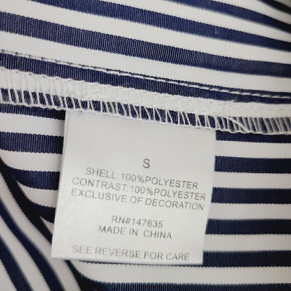 Romeo & Juliet Couture Blouse S Blue Striped Embroidered Sleeve Off Shou… - Picture 7 of 9